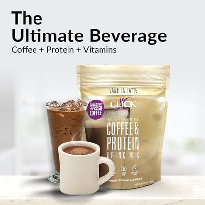 CLICK Coffee Protein Powder | Double Shot Espresso | 16g Protein | 23 Essential Vitamins