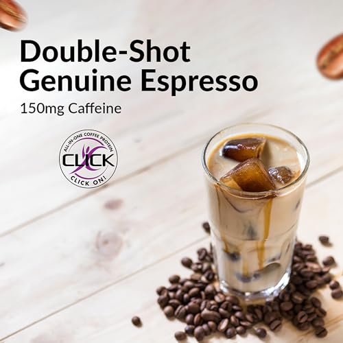 CLICK Coffee Protein Powder | Double Shot Espresso | 16g Protein | 23 Essential Vitamins