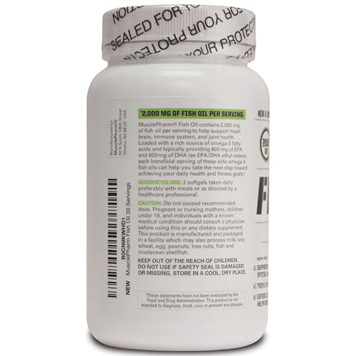 MusclePharm Essentials Fish Oil, Elite Omega 3 Supplement, Supports Joints, Muscular