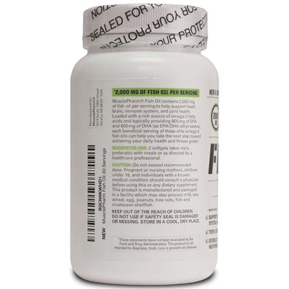 MusclePharm Essentials Fish Oil, Elite Omega 3 Supplement, Supports Joints, Muscular