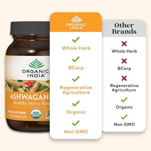 ORGANIC INDIA Ashwagandha Herbal Supplement - Vegan, Gluten-Free, Kosher