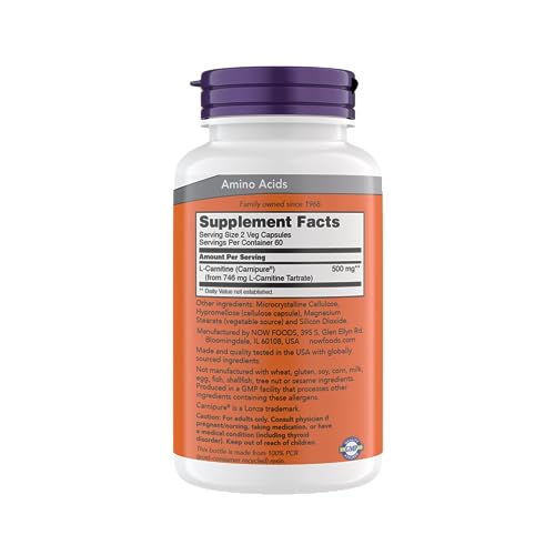 Now Supplements, L-Carnitine 250 mg, Purest Form*, Amino Acid*, Fitness Support*