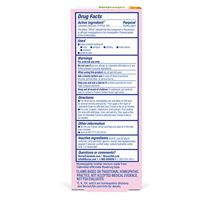 Boiron Calendula Cream for First Aid, Minor Burns, Cuts, Scrapes, Insect Bits and Sunburn - 2.5 oz