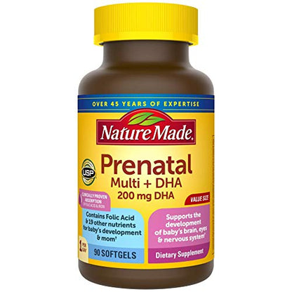 Prenatal Vitamin + DHA Softgel with Folic Acid, Iodine and Zinc, 90 Count