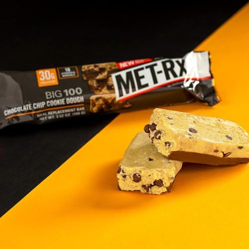 MET-Rx Big 100 Colossal Protein Bars, Chocolate Chip Cookie Dough Meal Replacement