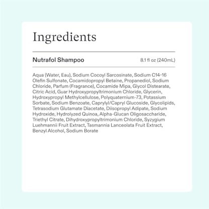 Nutrafol Shampoo, Cleanse and Hydrate Hair and Scalp, Improves Hair Volume, Strength