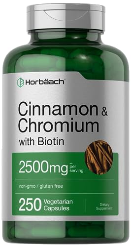 Cinnamon with Chromium Picolinate 2500mg | 250 Capsules | Plus Biotin | Vegetarian