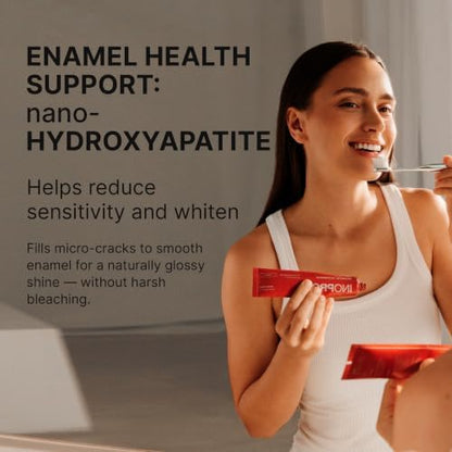 InoPro Teeth Whitening Strips 14 Treatments Kit + Nano-Hydroxyapatite Whitening Toothpaste with Probiotic for Sensitive Teeth - Lychee