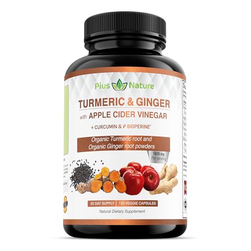 120 Capsules of USDA Organic Turmeric Root Powder, USDA Organic Ginger Powder 