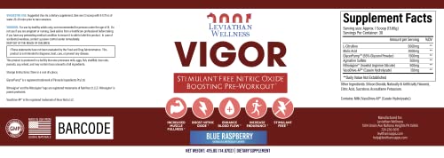 Leviathan Wellness Vigor - Stimulant Free, Nitric Oxide Boosting Pre-Workout Powder