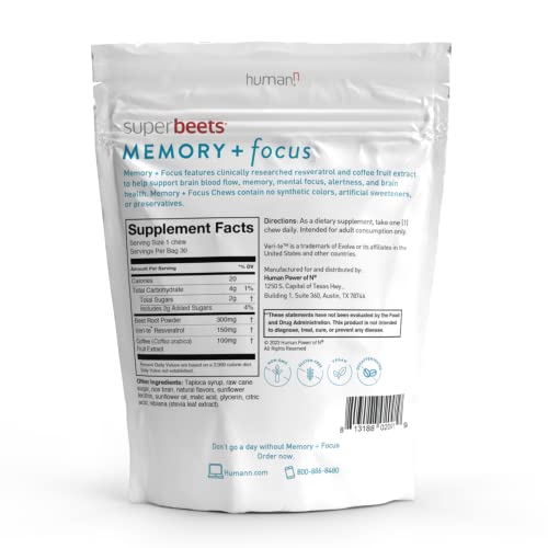 humanN SuperBeets Memory & Focus Brain Supplement Chews – Mental Alertness