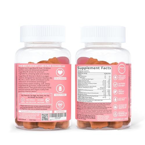 Sugarbear Women's MultiVitamin Gummies, Vegan Collagen Booster Blend with Glutathion