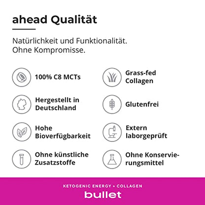 ahead BULLET | C8 MCT Powder with Collagen Powder - Vanilla - 300g - Perfect for Bulletproof Coffee