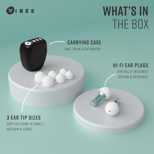 Vibes High Fidelity Ear Plugs - Invisible Earplugs for Music Concerts, Musicians