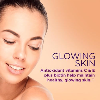 Nature's Bounty Optimal Solutions Hair, Skin & Nails with Biotin and Collagen, Citrus-Flavored