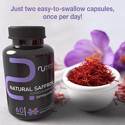 Nutra Simple Saffron Supplements 177mg, Pure Saffron Extract, Made in USA, Natural