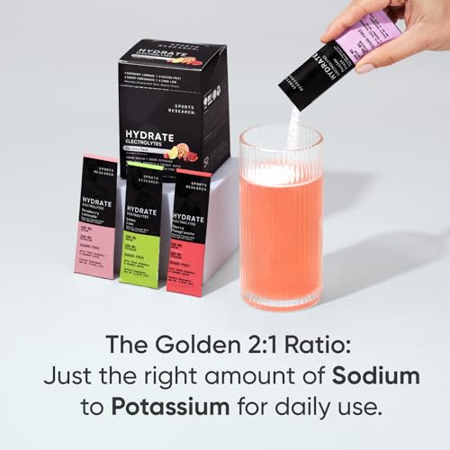 Sports Research Hydrate Electrolytes Powder Packets - Sugar-Free & Naturally Flavored