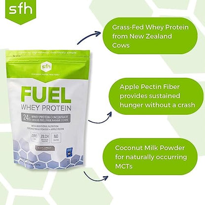 SFH Fuel Whey Protein Powder Great Tasting Grass Fed Whey | MCTs & Fiber for Energy