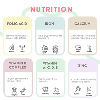 Liquid Prenatal Vitamins with Iron - Natural Folate, Calcium Supplement, Vitamin D, E, B6, Biotin