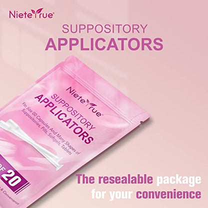 Nieteyrue 20-Packs Suppository Applicators for Women, Disposable, Individually Wrapped