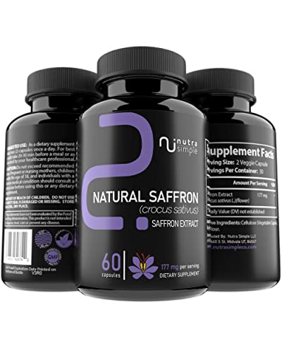 Nutra Simple Saffron Supplements 177mg, Pure Saffron Extract, Made in USA, Natural