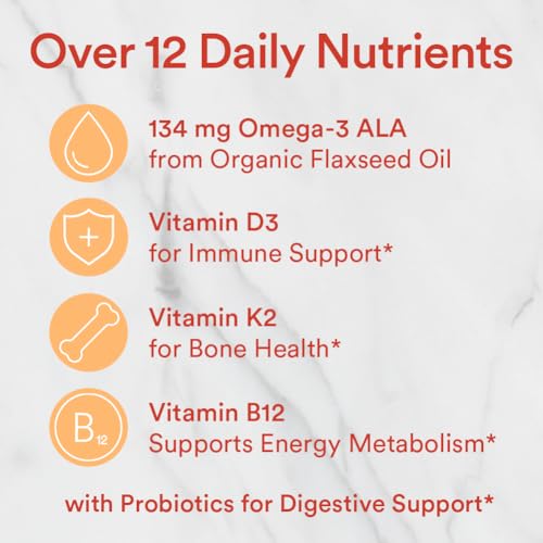SmartyPants Organic Kids Multivitamin Gummies: Probiotics, Omega 3 (ALA), Vitamin D3