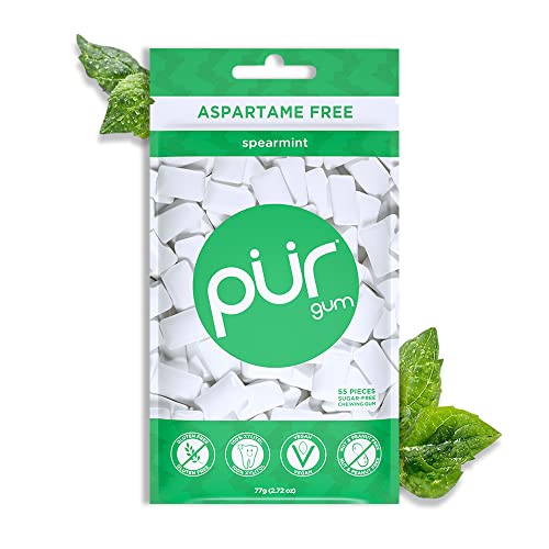 PUR Gum | Aspartame Free Chewing Gum | 100% Xylitol | Natural Spearmint Flavored Gum