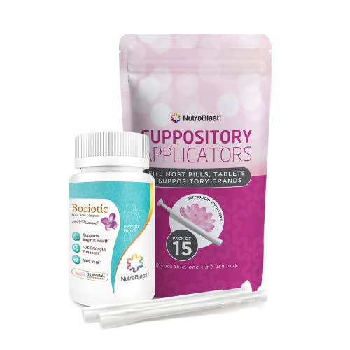 NutraBlast Boric Acid Vaginal Suppositories 800mg Complex w/FOS Prebiotic Enhancer 
