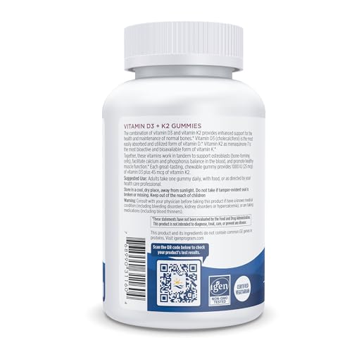 Nordic Naturals Vitamin D3 + K2 Gummies, Pomegranate - 60 Gummies - 1000 IU Vitamin D