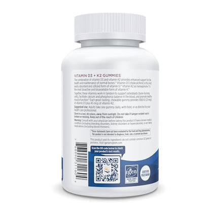 Nordic Naturals Vitamin D3 + K2 Gummies, Pomegranate - 60 Gummies - 1000 IU Vitamin D
