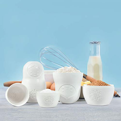 Genuine Fred Matryoshka Measuring Cups, Set of 6, White