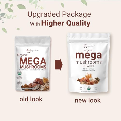 Sustainably US Grown, Organic Mega Mushroom 10 in 1 Complex Formula Powder
