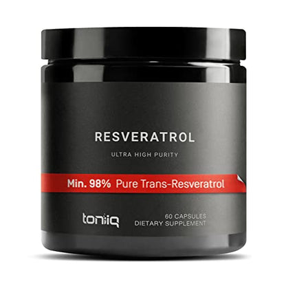 Toniiq Ultra High Purity Resveratrol Capsules - 98% Trans-Resveratrol - Highly Purified 