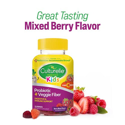 Culturelle Daily Probiotic for Kids + Veggie Fiber Gummies (Ages 3+) - 30 Count