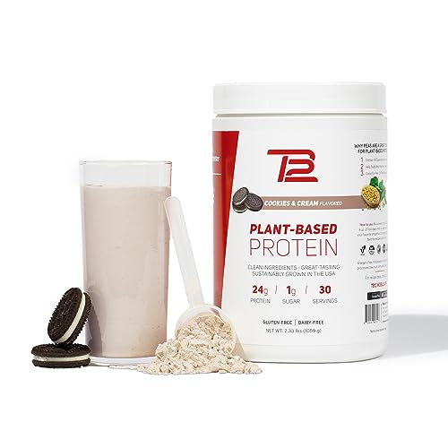 TB12 Plant Based Protein Powder by Tom Brady, 24g of Vegan Pea Protein, Low Sugar