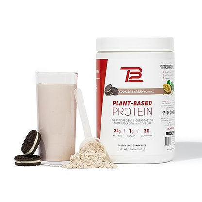 TB12 Plant Based Protein Powder by Tom Brady, 24g of Vegan Pea Protein, Low Sugar