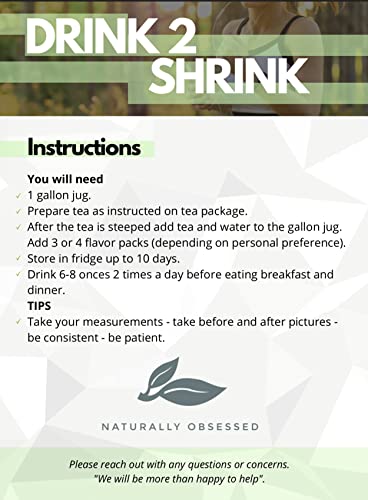 Naturally Obsessed 4 Week DRINK2SHRINK Detox Tea Formula Flat Belly System Detox Kit