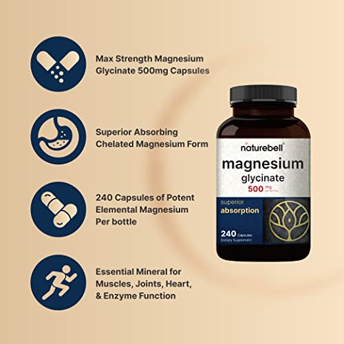 2 Pack Magnesium Glycinate 500mg, 480 Capsules – 100% Chelated for Max Absorption