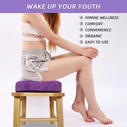 ElasignShopo Yoni Seat Kit, Wooden Vaginial Steaming Stool Chair Set with Gown for Feminine