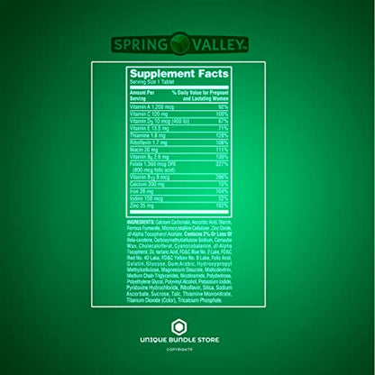Spring Valley, Prenatal Multivitamin, Multimineral Tablets Dietary Supplement, Prenatals