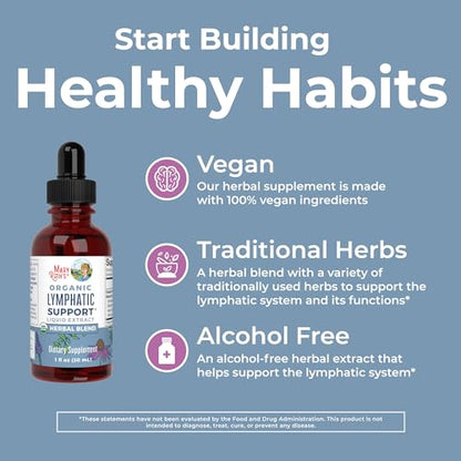 Lymphatic Support Drops | USDA Organic Lymphatic Cleanse Immune Support Supplement