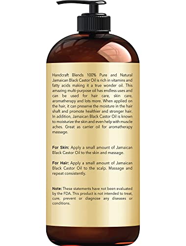 Handcraft Blends Jamaican Black Castor Oil for Hair Growth, Eyelashes and Eyebrows