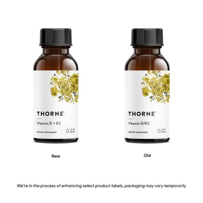 THORNE Vitamin D + K2 Liquid with a metered Dispenser - Vitamins D3 and K2 to Support