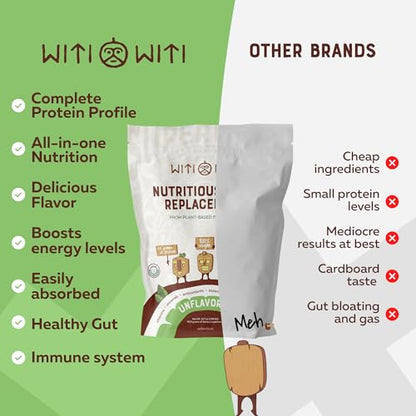 WitiWiti Vegan Meal Replacement, Unflavored - Plant Based Protein Powder 23g