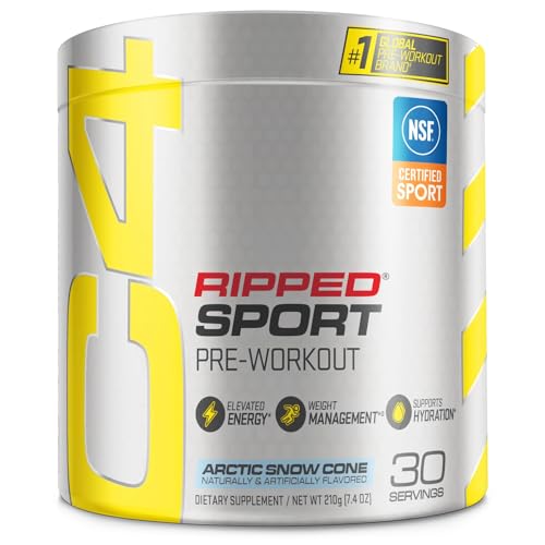C4 Ripped Sport Pre Workout Powder Arctic Snow Cone - NSF Certified for Sport