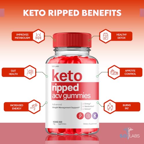 (5 Pack) Keto Ripped ACV Gummies, Keto Ripped ACV Gummies Advanced Weight Loss
