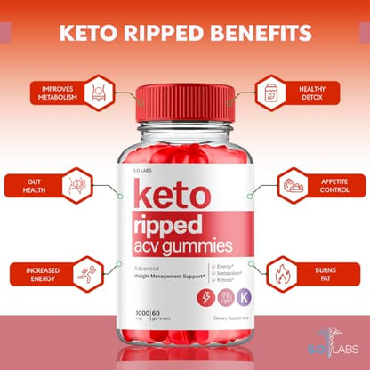 (5 Pack) Keto Ripped ACV Gummies, Keto Ripped ACV Gummies Advanced Weight Loss