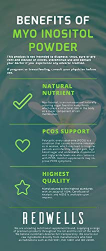 Myo Inositol Powder REDWELLS PCOS & Fertility GMO Free Vegan - 1kg Pack