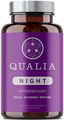 Qualia Life Sciences Qualia Night Sleep Aid | Non-Habit Forming | Science-Backed Supplement for Deep Refreshing Sleep | Melatonin-Free, Vegan, Non-GMO, Gluten-Free 80 Count | (1 Month Supply)