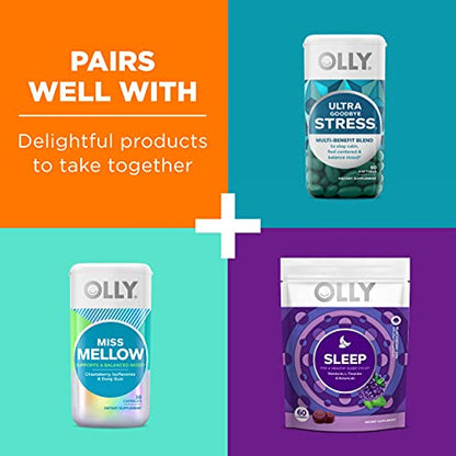 OLLY Hello Happy Gummy Worms, Mood Balance Support, Vitamin D, Saffron, Adult Chewa